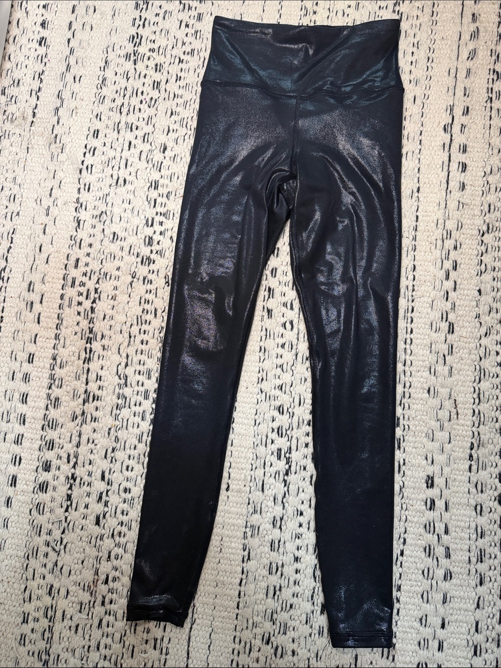ATHLETA Black Faux Leather Leggings soft Shiny Black xxs